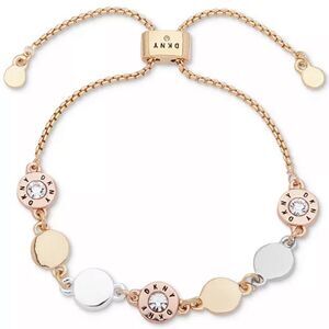 DKNY
Tri-Tone Crystal & Logo Disc Slider Bracelet